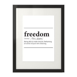 Plakat z napisem definicji słowa "Freedom"