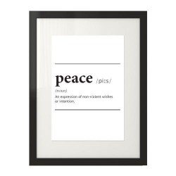 Plakat z napisem definicji słowa "Peace"
