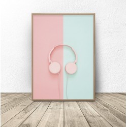 Plakat "Różowe słuchawki"
