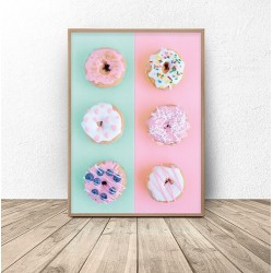Plakat na ścianę z pączkami "Donuts"