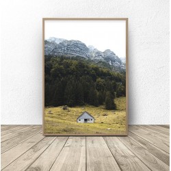 Skandynawski plakat "Domek w górach"