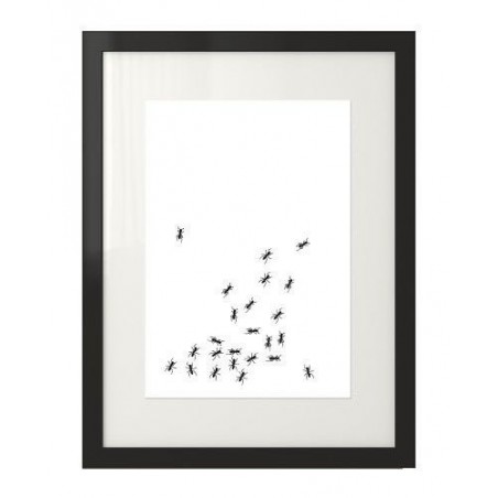 Czarno-biała grafika na ścianę imitująca chodzące po niej mrówki