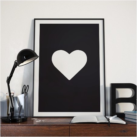 Czarny plakat z sercem "Heart"