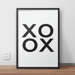 Minimalistyczny plakat typograficzny z pozdrowieniem XOXO