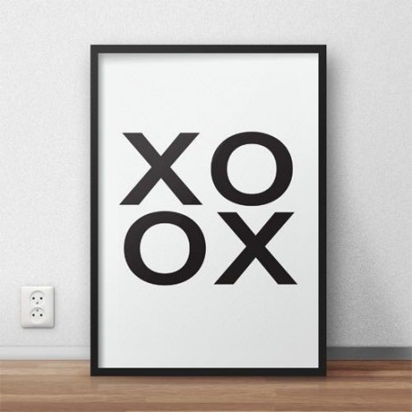 Minimalist typographic poster with the XOXO greeting