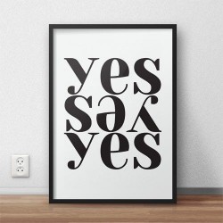Plakat typograficzny z kompozycją słowa yes