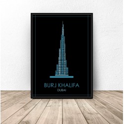 Kolorowy plakat Dubaju "Burj Khalifa"