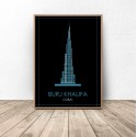 Kolorowy plakat Dubaju Burj Khalifa 2
