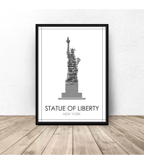 Czarno-biały plakat Nowego Jorku "Statua Wolności"