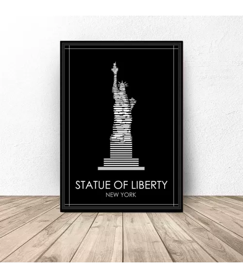 Czarny plakat Nowego Jorku "Statua Wolności"