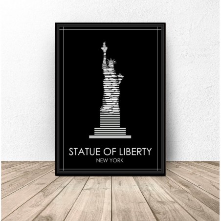 Czarny plakat Nowego Jorku "Statua Wolności"