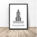 Czarno-biały plakat Warszawy Pałac Kultury