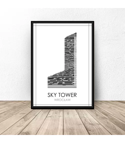 Czarno-biały plakat Wrocławia "Sky Tower"