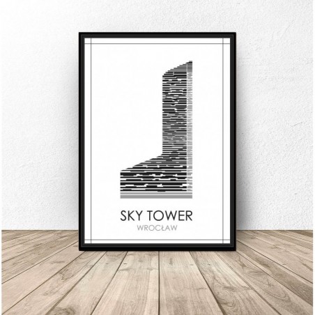 Black and white poster of Wrocław "Sky Tower"