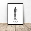 Czarno-biały plakat Londynu Big Ben