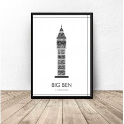 Czarno-biały plakat Londynu "Big Ben"