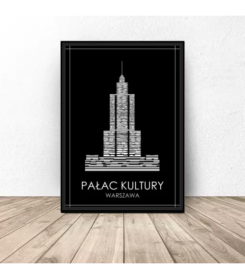 Czarny plakat Warszawy "Pałac Kultury"