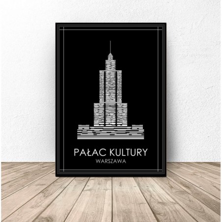 Black poster of Warsaw "Palace of Culture"