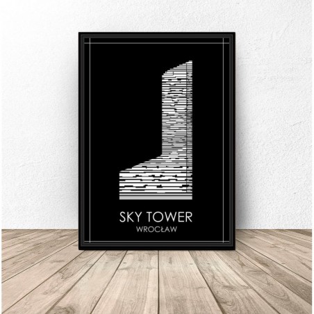 Czarny plakat Wrocławia "Sky Tower"
