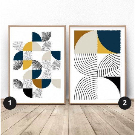 Zestaw 2 Plakatów Geometrycznych Patchwork - Grafiki na Ścianę | Scandi Poster