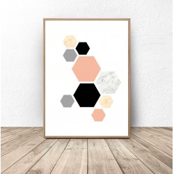 Plakat "Różowe hexagony"