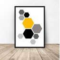 Plakat geometryczny Żółte hexagony 2
