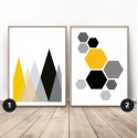 Zestaw geometrycznych plakatów Góry i hexagony