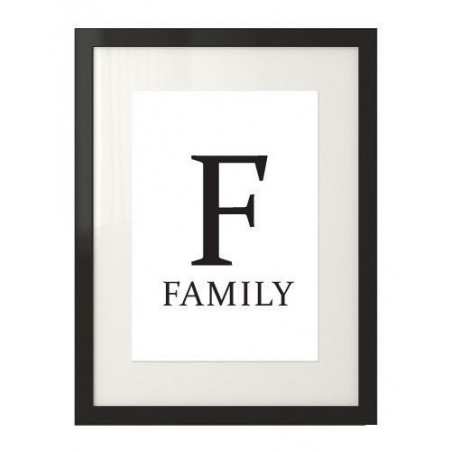 Scandinavian typography poster with the word FAMILY and the capital letter F