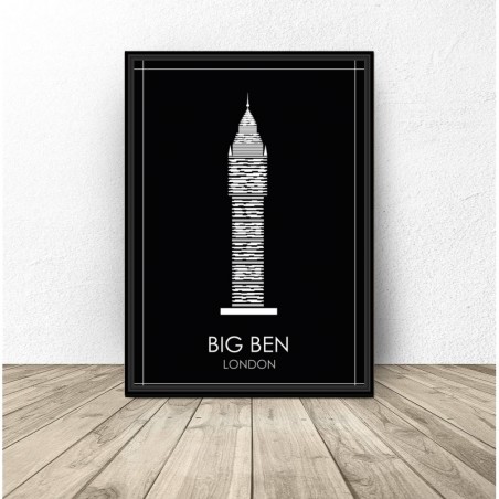 Czarny plakat Londynu "Big Ben"