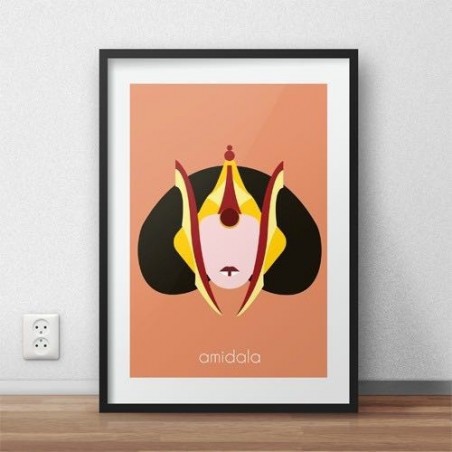 A colorful poster for children with the character of Amidala from the Star Wars movie, to be framed and hung on the wall