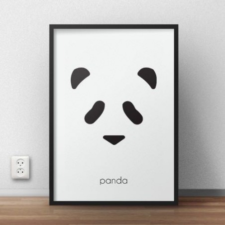 A poster for children with a panda bear's head that stimulates imagination and can be hung on the wall