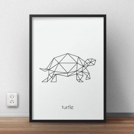 A Scandinavian graphic poster with a turtle drawn with a line to hang on the wall