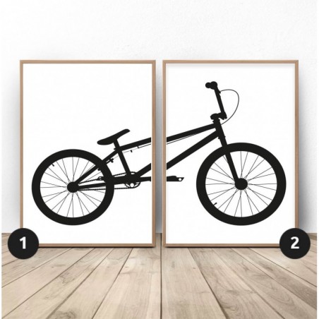 Set of two frameless posters with a BMX bike for the wall