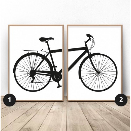 Set of two frameless posters with a city bike for the wall