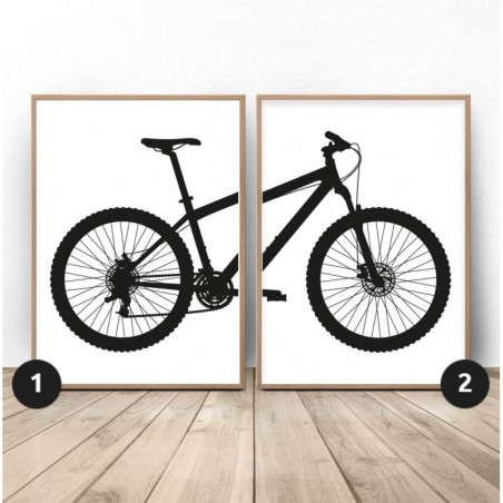 Set of two frameless posters with an MTB mountain bike for the wall