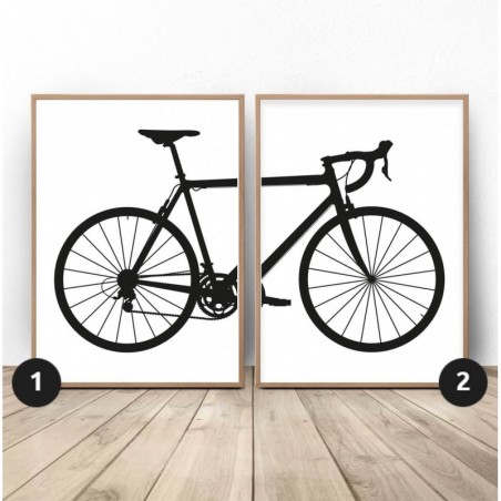 Zestaw dwóch plakatów bez ramy z rowerem szosowym na ścianę