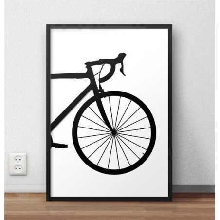 Scandinavian poster with the front of a road bike for cyclists and cyclists