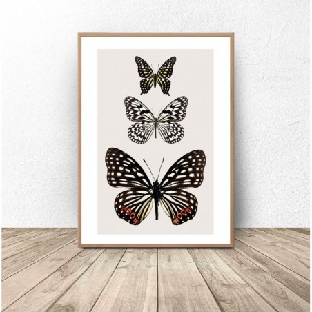 Wall poster with three butterflies