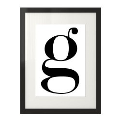 Plakat z małą literą "g"