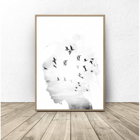 Wall poster "Girl with birds"