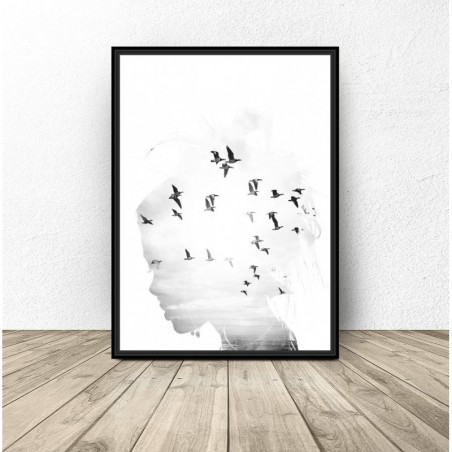 Wall poster "Girl with birds"