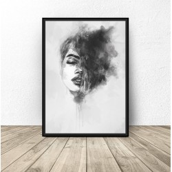 Czarno-biały plakat "Kobieta w akwarelach"