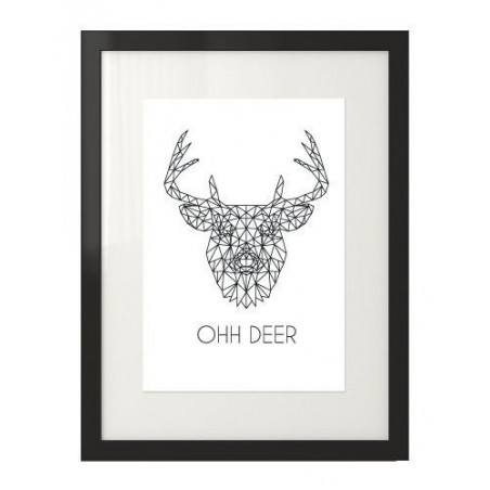 Skandynawski plakat z jeleniem i napisem Ohh deer do powieszenia na ścianie salonu lub sypialni