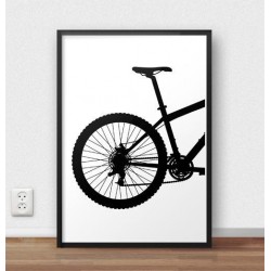 Skandynawski plakat z tyłem roweru górskiego MTB do powieszenia na ścianie pokoju zapalonego kolarza górskiego