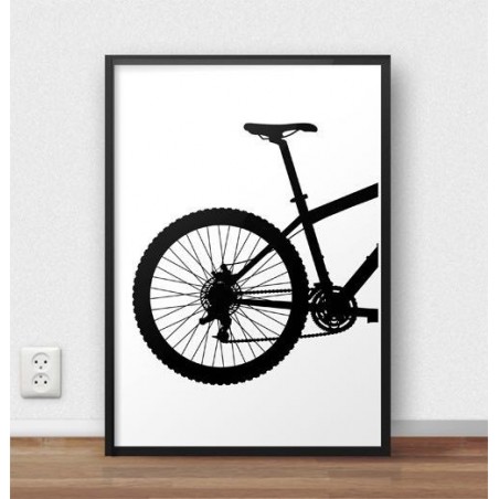 Scandinavian poster with the rear of an MTB mountain bike to hang on the wall of an avid mountain biker's room
