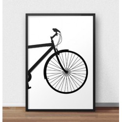 Skandynawski plakat przedstawiający przód roweru miejskiego do oprawienia w ramy i powieszenia na ścianie