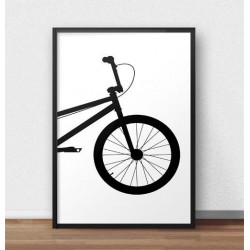 Skandynawski plakat na ścianę z przodem roweru BMX do powieszenia na ścianie