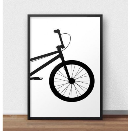 A Scandinavian wall poster with the front of a BMX bike to hang on the wall