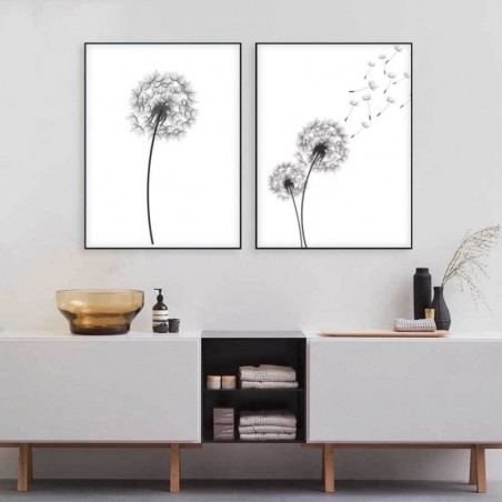 Wall poster with a dandelion in Scandinavian style