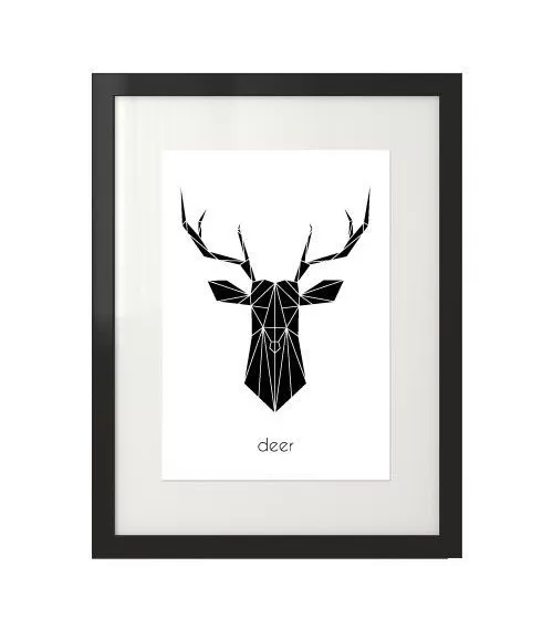 Plakat z czarnym jeleniem "Deer"